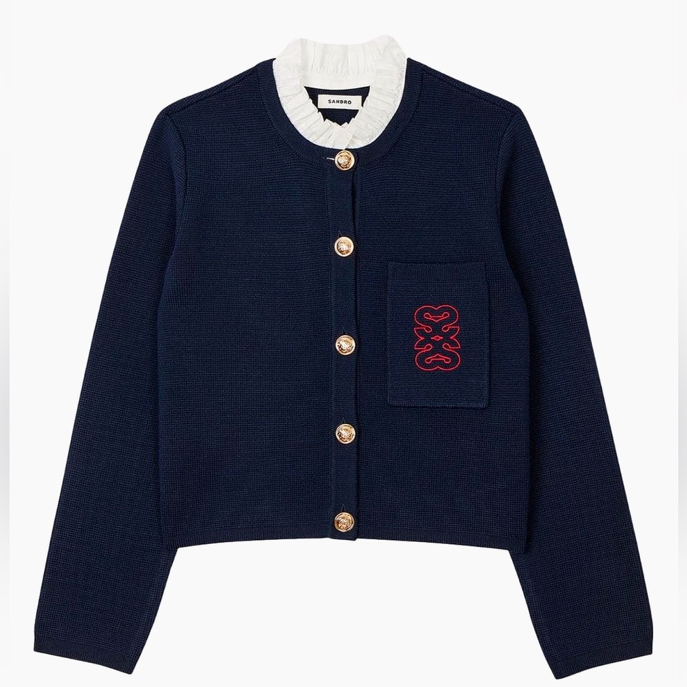 Sandro Coatigan with ruffled collar
